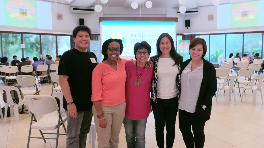 Celina Agaton with partners from xchange and Making All Voices Count at the Map the Philippines Unconference on July 2015.